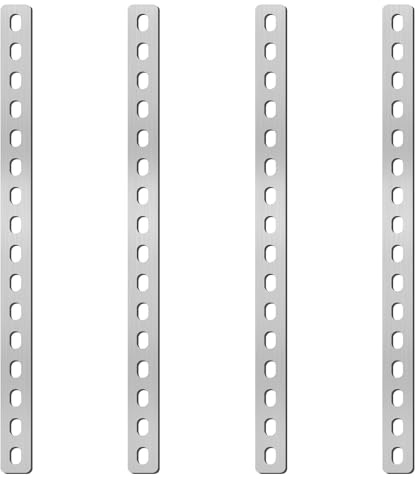 TETEWEVER 4 conectores planos de acero inoxidable 408 × 24 × 3 mm, placa perforada plana, placa perforada, chapa perforada, acero inoxidable, conector de madera, para muebles, armarios, productos de