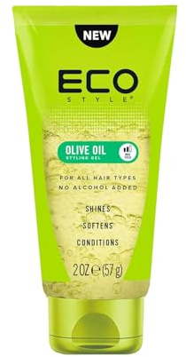 Eco Style Olive Oil Hair Gel, Maximum Hold, Alcohol-Free, Vegan, 57 g | Moisturising Formula, Perfect for Defining & Styling, Long-Lasting Shine, No Flakes or Crunch, For All Hair Types