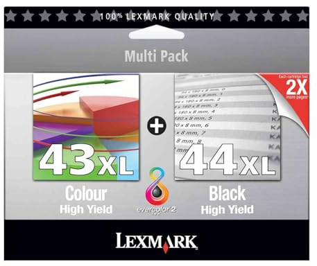 Lexmark 80D2966 43XL / 44XL Tintenpatrone schwarz und farbig hohe Kapazität 2er-Pack