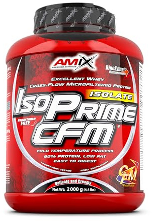 AMIX - Isoprime CFM Isolate Protein, 2kg - High Amino Acid Content - Contains Digestive Enzymes - Aspartame Free, Protein for Muscle Building, Strawberry Flavor