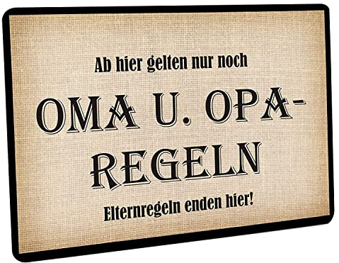 Crealuxe Fussmatte 'Ab Hier gelten nur noch Oma u. Opa Regeln' Bedruckt, Fußabtreter, Fußabstreifer für die Haustür, Fußmatte rutschfest