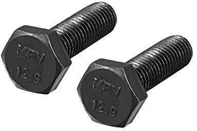 sourcing map M10x35mm vis tête Hex Vis gauche fixation acier carbone noir 2pc