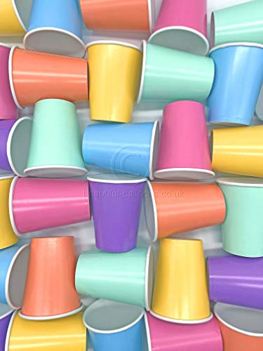 Beautiful Balloons Pastel Rainbow Paper Party Cups x 35 cups