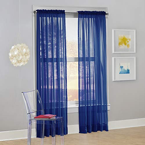 Megachest a pair of slot top voile curtains (Navy, 56 wideX90 drop 2 Panels)