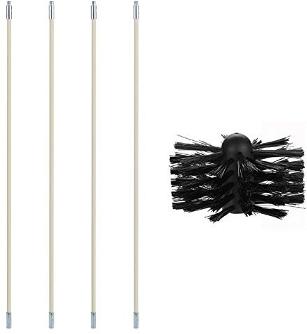 Kit de nettoyage de conduits de sécheuse, brosse en nylon pour chaudière de cheminée Brosse de nettoyage de tuyau flexible pour nettoyer la paroi intérieure tubulaire de la cheminée (4 tiges)