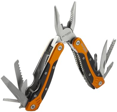 Altuna - Multiherramienta Profesional - Navaja Multiusos 16 en 1 - Incluye Funda Protectora - Alicates Multifunción para el Día a Día - Ideal para Camping, Coche y Senderismo - Modelo 8460