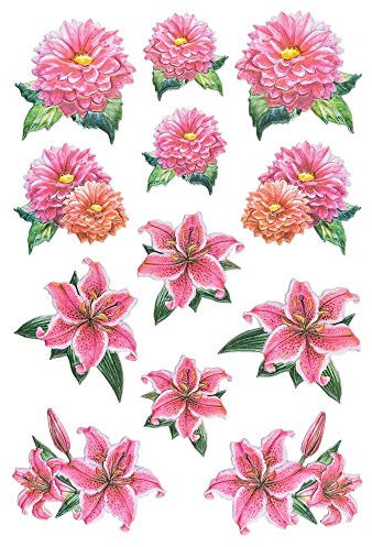 Ideen mit Herz Stickerbogen 3-D Relief-Sticker | Aufkleber | Hochwertig geprägt mit 3-D-Effekt | Din A4 Bogen mit verschiedenen Motiven (Blumen & Schmetterlinge 05)