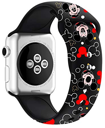 MIADEAL Fasce a tema mouse per Apple Watch, adatte a tutte le serie iWatch, 38 mm/40 mm/42 mm/44 mm (nero, 38 mm o 40 mm)