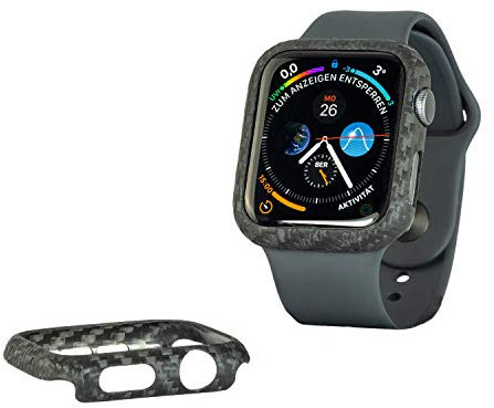 REUTERSON Carbon Handyhülle für Apple Watch I Carbon Case Apple Watch, Schutzhülle für Apple Watch, aus echtem Carbon, ultradünn, stoßfest, mit präzisen Aussparungen (Apple Watch 5 44)