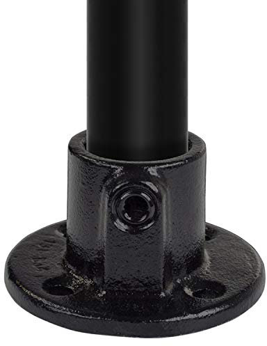 Klemp - Schwarz Boden-Flansch, Rund, Wand-Rohrverbinder, Decken-Stütze, Inkl. Schrauben Typ 10BD - 42,4 mm / 1 ¼
