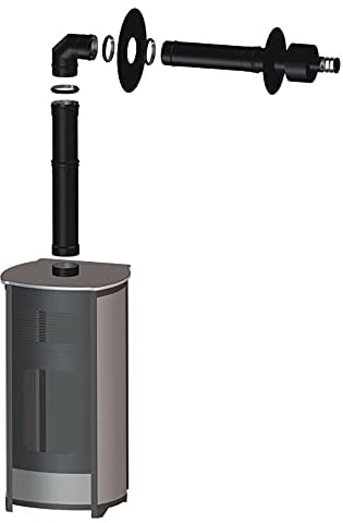 Kit Ventouse Universel Ø 80/125 Complet (Sortie Façade) Poêle à Granulés Raccordement Au Dessus