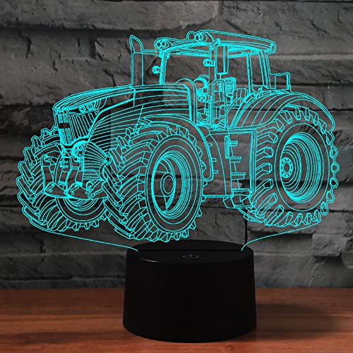 PONLCY Traktor Led Nachtlicht, 7 Farben 3D Illusion Lampe, USB Touch Switch Schreibtischlampe, Schlafzimmer Dekoration Tischleuchten Lichter für Kinder Weihnachten Geburtstag Geschenke