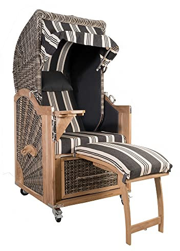 Strandkorb Kampen Single White Oak Set 5 inkl. Industrierollen