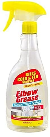 Elbow Grease Antibacterial Spray - Kills Cold & Flu Viruses | Bleach Free, Protects Against Germs & Bacterial - Worktops, Fridges, High Chairs, Toilets, Sinks & More | Indoor or Outdoor Use (500ml)