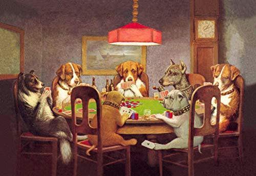 Poker Poster Spielkarte Casino für Hunde, Wandbild Humor Cassius Marcellus