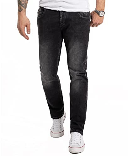 Rock Creek Herren Jeans Regular Fit Stretch Jeans Männerhose Herrenjeans Denim Hosen Herrenhose Straight Cut Stonewashed RC-2273 Dunkelgrau W38 L32