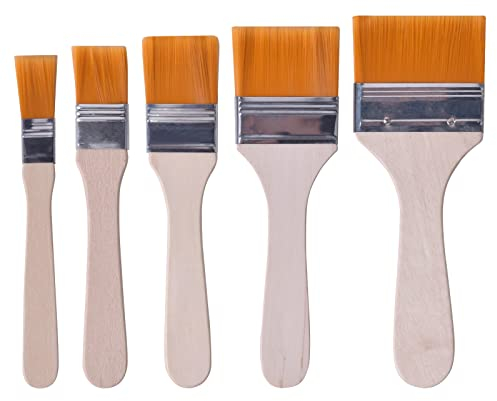 Pinsheng 5 Stück Malerpinsel Set Wandfarbe, Flachpinsel Pinselset Lasurpinsel Holz Farbpinsel Klein Lackpinsel für Lacke Farbe Lack Beizen Klebstoff 13mm 22mm 30mm 40mm 56mm