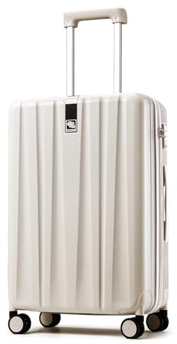 Hanke Upgrade Gepäck Sets PC Leichte Hardshell Koffer mit Spinner Räder/TSA Lock, Extra große Rolling Reisegepäck Nestable Lagerung 3-teiliges Set 20/24/29 (Elfenbein Weiß)
