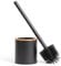 KAZAI. Escobillero de Baño Silicona y Escobillero en Óptica de Madera | Acero Inoxidable, Cabeza de Silicona, Diseño de Bambú | Negro