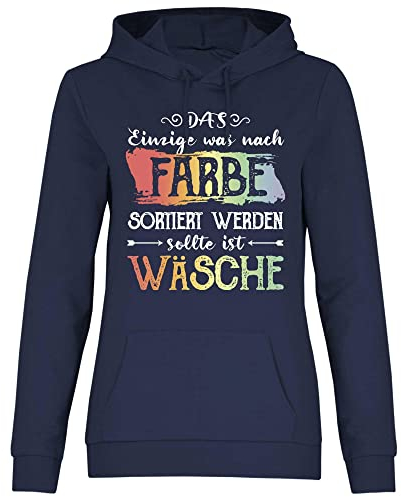 wowshirt Damen Hoodie Nach Farbe Sortiert Ist Wäsche Anti Nazis und Rechts Gegen Rassisten Politisch Menschenrechte, Größe:S, Farbe:Deep Navy