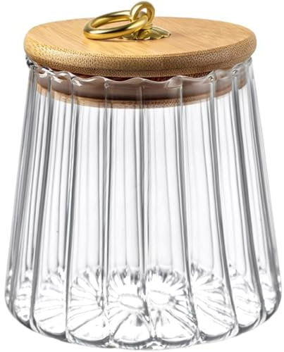 Viovian Großes Vorratsglas aus Glas, Kaffee, Nüsse, 1500 ml (50 FL), dekoratives Glas, Lebensmittel, luftdichtes Glas mit Bambusdeckel für Kaffeebohnen, Kekse, Mehl, Reis, Nüsse (Kegel)