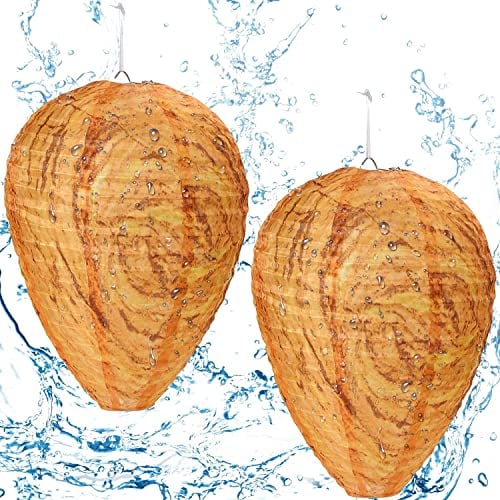Augshy 2 Stück Wespennest, wasserdichte Künstliche Orange Wespennesterköder Attrappe Hornissennest Attrappe für Haus und Garten Outdoor