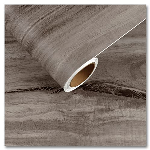 CRE8TIVE Grau Tapete Holzoptik Selbstklebend Wandtapete Wohnzimmer Schlafzimmer Küche Bad Wasserfest Holzfolie 30cm x 200cm