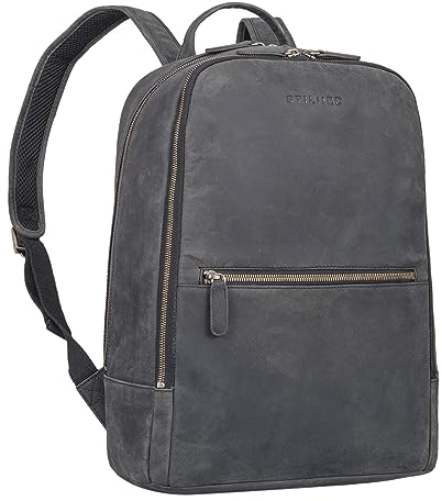 STILORD 'Kellis' Vintage Lederrucksack Groß für Business Schule Uni Moderner Laptop Rucksack 15 Zoll Messenger Rucksack DIN A4 Echtes Leder, Farbe:carbon - grau