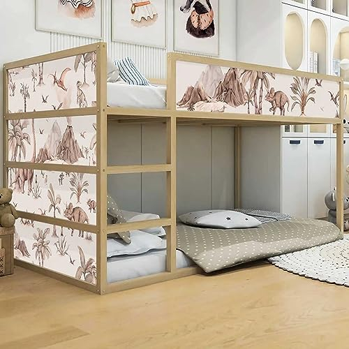 WANDKIND Aufkleber für IKEA KURA Kinderbett Hochbett Klebefolie Möbelfolie Sticker Kinderzimmer Dinosaurier Wüste (Möbel nicht inklusive) IKB512 (5 Sticker Set)