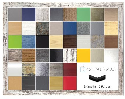 RahmenMax Skane Puzzlerahmen Bilderrahmen Posterrahmen 48x64 cm Weiß Vintage Shabby Chic Passgenau Handgefertigt inklusive Antireflex Acryl Verglasung