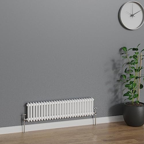 WarmeHaus Radiateur traditionnel horizontal en fonte à double colonne Blanc 300 x 1190 mm
