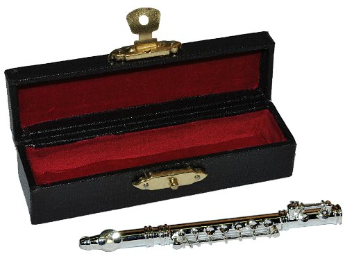 alles-meine.de GmbH Querflöte mit Kasten - Metall Miniatur Maßstab 1:12 - Puppenhaus Flöte - Musikinstrument Musik Instrument Flöten Orchester