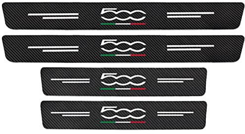 Symilov 4Pcs Car Door Sill Protector for Fi-at 500, Anti Scratch Carbon Fiber Threshold Edge Entry Guard Stickers Kick Plates Styling Accessories,Black