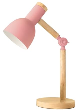 himmel Tischlampe,Einstellbare Holz Tischlampe,Kinder Schreibtischlampe für Schlafzimmer,Wohnzimmer,E27 Sockel Lesen neben Lampe (Rosa)