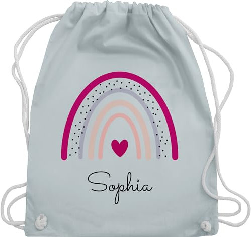 Turnbeutel Rucksack - Regenbogen Regenbögen - Unisize - Pastell Blau - beutel stoff sportbeutel mädchen kindergarten schule name bag grundschule zugbeutel turnsack beuteltasche turnsackerl