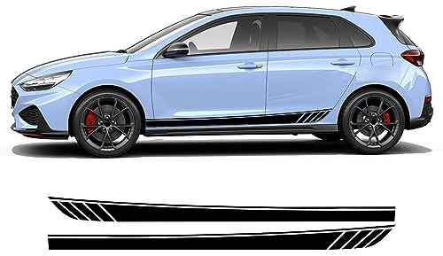 Auto Seitenschweller Aufkleber für Hyundai i30 i30n,Auto Seitenstreifen Rock Dekor Aufkleber Karosserie Tür Aufkleber Außen Zubehör,A-Black