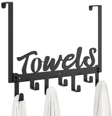 SWTYMIKI Over Door Hooks, Over Door Hanger Without Drilling, Heavy Duty Over Door Coat Hooks with 7 Hooks for Hanging Coats, Towels,Clothes, for Bedroom, Bathroom, Living Room