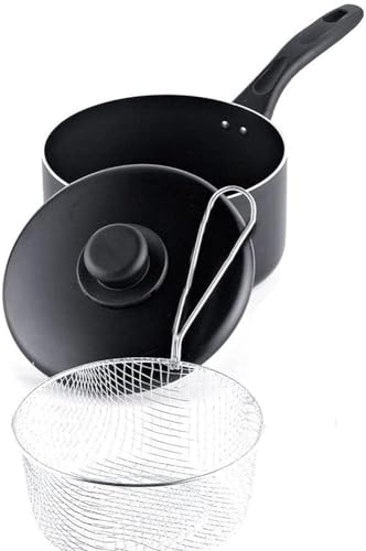 Hani Large Chip Pan with Basket - Non Stick Durable Deep Fryer Chip Pan– 20 & 22cm Heavy Duty Chip Pan with Lid & Plastic Handle, for Kitchen, Cooking, Potato Chips