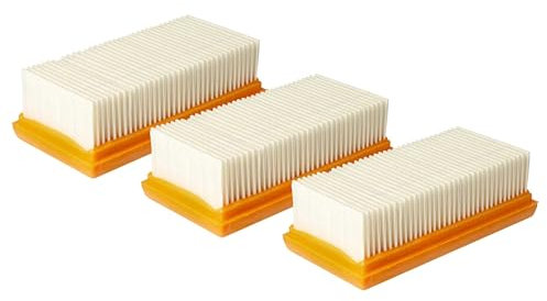 vhbw Set 3x Flachfaltenfilter kompatibel mit Heylo VC 30 H, VC 30 M Staubsauger - Motorkühlluftfilter