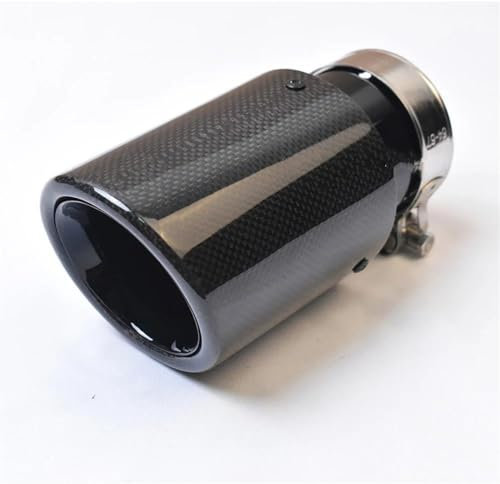 Auspuffrohr 1PC Auto Auspuff Endrohr Lockige Glänzende Carbon Faser Edelstahl Abgeschrägte Kante Schwarz Auspuffrohr Auspuffblende (Farbe : 60-101mm)