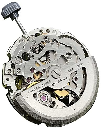 Janasiba Silber 8N24 Mechanisches Uhrwerk Miyota 21 Jewels Skeleton Automatic Movement