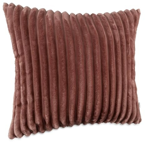 Dekokissen Kissenbezug Sofakissen Pillow Plüsch Kuschelkissen Zierkissen Cord Kissen Couchkissen Kord Kissenhülle ultraweich gestreift Lilli 50x50cm ohne Füllung Rosa