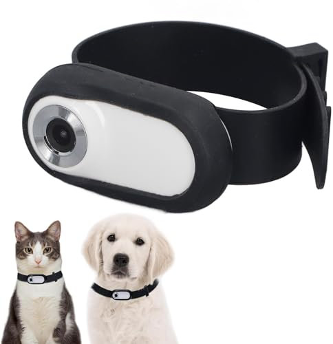 Sxhlseller Katzen Kamera Halsband – 120°-Weitwinkel-Hundehalsbandkamera mit 0,96-Zoll-LCD-Bildschirm, Multifunktionale Körper-Handgelenkkamera Zur Aufzeichnung des Lebens (White)