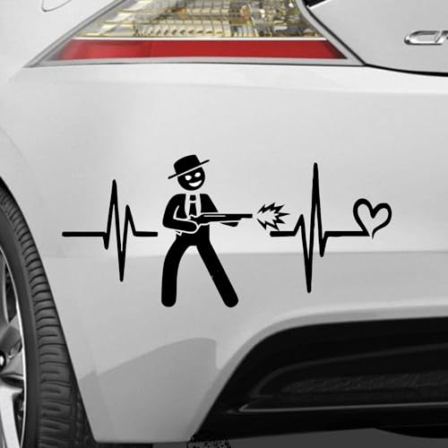 Bandit Mafia Pistole Lustig Herzschlag Hobby Aufkleber Sticker Größe&Farbe wählbar Autoaufkleber