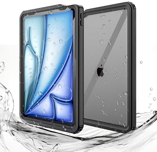 Miimall Custodia compatibile con IPad Air 11, Cover Antiurto PC, Cover Impermeabile con Protezione Schermo, Antiscivolo, Cover Protettiva Antigraffio per IPad Air 11, Nero