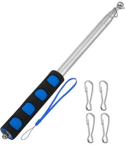 8.2ft Telescopic Flag Poles with Clips, Handheld Camping Flag Pole, Extendable Tour Guide Flag Pole, Lightweight Retractable Stainless Steel Banner Flag Pole Pointer for Teaching Stick Festival Flag
