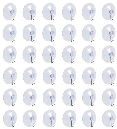 MisFun 36 Pezzi Gancio Ventosa, Ganci Ventosa Bagno, Ganci da Parete con Ventosa di Aspirazione, Ventosa Trasparenti Riutilizzabili per Impieghi per Cucina, Bagno, Decorazioni Natalizie con Ghirlande