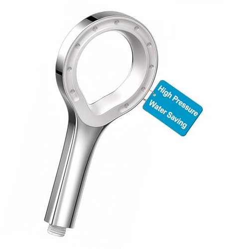CUCM Shower Head with High Pressure and Water Saving Design, High Pressure(220%) Water Saving(60%) Handheld Shower Head with Polymer Mist Spray, Unique Star Ring Shaped Chrome