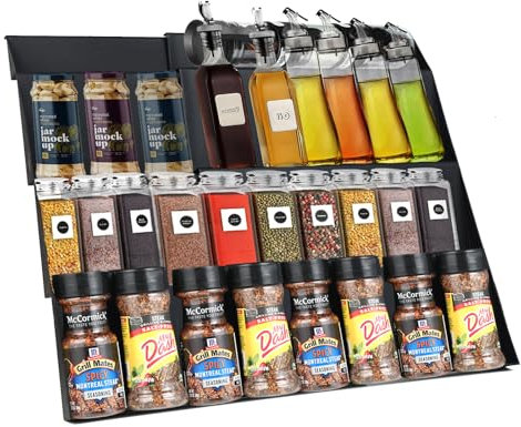 Porta spezie per cassetto – Cassetto per spezie – Organizzatore di spezie per cassetto – larghezza regolabile da 30 cm a 60 cm – design a quattro livelli – ideale per organizzare le spezie in cucina