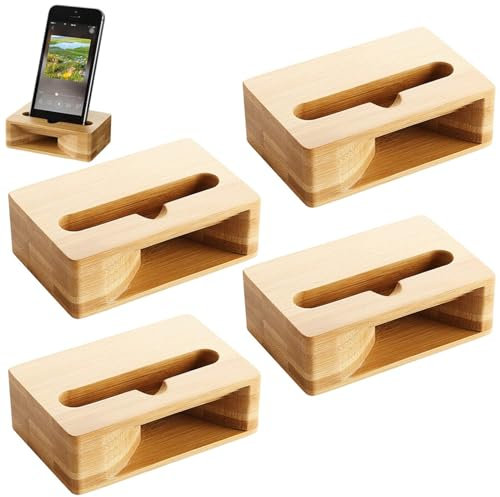 4 pezzi Amplificatore porta telefono - Amplificatore supporto telefono cellulare - Amplificatore audio in legno - Minis megafono Supporto telefono cellulare - Altoparlante base per telefono